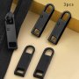 3pcs Metal Zipper Pull Replacement Kit Detachable Zipper Heads For Quick Fix Repair In Black And Graphite Colors