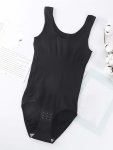 Solid Snap Crotch Seamless Shaping Bodysuit Simple & Soft Tummy Control Slimmer Body Shaper Women's Underwear & Shapewear