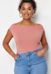 Boat Collar Knitted Blouse - Dusty Rose
