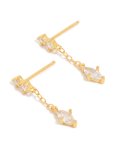 Goldair Gold Plated Sterling Silver Cubic Zirconia Drop Chain Earrings