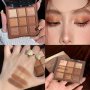 9-Color Eyeshadow Palette Mocha Chocolate Shades Matte & Shimmer Warm Earth Tones With Sparkling Orange & Brown Long-Lasting Eye Makeup