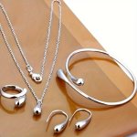 1SET Fashion Earrings Ring Bracelet Unisex Necklace Set Valentine's Day Gift Souvenir Wedding Engagement Jewelry