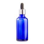 50ML Blue Glass Aromatherapy Bottle With Pipette - Black & Silver Collar 18 89