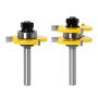 2PIECE Woodworking Milling Cutter With 3 Teeth Tshaped Floor Splicing Knife