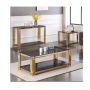 Asher Goldrush Lounge Combo: Console Coffee Table And Side Table-gold
