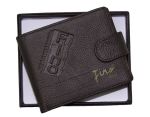 Fino Laser In Scripted Hip Genuine Leather Wallet - Brown HL1333