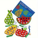 Wooden Fruit Threading Board Montessori Educational Early Learning Stringing Game Toy To Improve Hand-eye Coordination And Fine