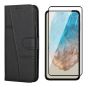Leather Flip Case With Screen Protector Compatible With Samsung A16-BLACK