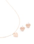 Rose Gold Pearl Heart Border Necklace & Earrings Set