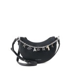 K autograpgh Half Moon Charms Crossbody Bag -black Embellishment