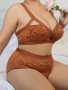 Plus Size Erotic Lingerie Set Women's Floral Lace Cut-out Cross Strap Bra & Panty Lingerie 2 Piece Set