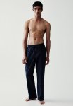 Relaxed Fit Poplin Trousers - Dark Blue Striped