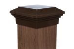 8X8 Post Cap Brown Flat Newel Fits Actual 8" Post For Rough Cedar Or Vinyl Wrapped Post. Outdoor Fences Decks Mailboxes By Atlan