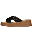 Black Buckle Wedge Sandals - 3 Black
