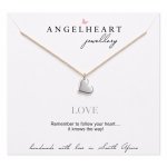 Sideways Heart Necklace On Beige Silk
