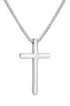 Fiusem Silver Tone Cross Necklace For Men Mens Cross Necklaces With 2.5MM Cross Chain And Stainless Steel Cross Pendant Medium B