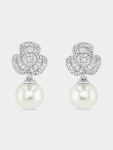 Chet Sterling Silver Freshwater Pearl & Cubic Zirconia Flower Drop Earrings