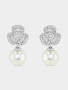 Chet Sterling Silver Freshwater Pearl & Cubic Zirconia Flower Drop Earrings