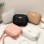 Girl's Fashionable Small Square Bag Rhombus Embroidered Phone Bag Coin Purse Small Bag Travel Zipper Bag