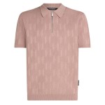 Monogram Zip-up Polo Shirt -woodrose
