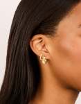 Waterproof Gold Plated Stainless Steel Cubic Zirconia Chubby Huggie Earrings 2-PACK