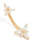 Goldair Gold Plated Titanium Diamante Double Dainty Flower Belly Bar