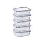 5 Piece 1040ML Glass Food Storage Container Set Clear