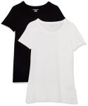Amazon Essentials Women's 2-PACK Short-sleeve Crewneck Solid T-Shirt Shirt -black white XS