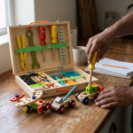 Kids Wooden Tool Set With Portable Storage Case