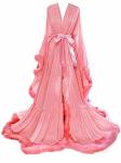 Molisa Long Feather Robe Lingerie Bridal Robe Wedding Scarf Sexy Illusion Nightgown Sleepwear Bathrobe Coral XXL