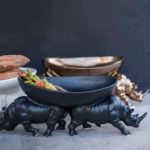 Two Rhino Fruit Bowl - Bronze