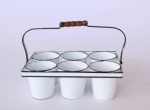 S 6 Enamel Pails In Stand – 24X35X22CM