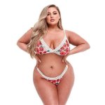 Baci - White Floral & Lace Bra Set With Open Back Panty Q
