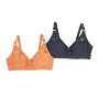 Donnay Plus Size Donna 2 Pack Comfort Nonwire Bra - Terracotta & Ink