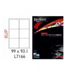 6 Up 99MM X 93.1MM A4 Self Adhesive Laser Jet Labels - 100 Sheets