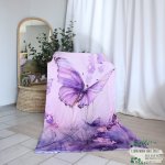 Fleece Blanket Purple Butterfly