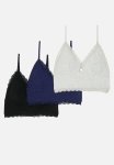 Cotton On Organic Cotton Lace Padded Longline Bralette 3 Pack - Multi