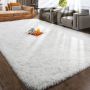 White Soft Area Rugs For Bedroom 4X6 Feet Fluffy Rug Shaggy Carpet