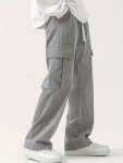 Corduroy Multi Flap Pockets Men's Straight Leg Cargo Pants Loose Baggy Pant Casual Outdoor Pants Men's Work Pants For Hiking Fis