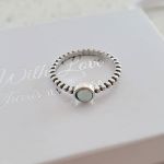 C1375 - 925 Sterling Silver Fire Snow Sn Opal Ring - Size 5