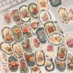 50PCS Stylish Flower Stickers Luggage Hand Book Mobile Phone Case Laptop Decoration Waterproof Stickers Eid Al-adha Mubarak