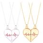 Gift Valentines Day Heart Shaped Magnetic Couples Heartbeat Necklace Pair