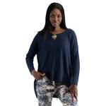 Hi Lo Oversized Striped Top - Navy Free