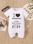 Infant's I Love Mom & Dad Letter Print Bodysuit Comfy Short Sleeve Onesie Baby Boy's Clothing