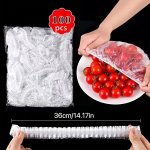 100PCS Disposable Food Cover Food Wrap Storage Cover Elastic Food Cover Bag Kitchen Refrigerator Leftover Rice Fruit Food Plasti