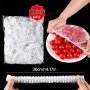 100PCS Disposable Food Cover Food Wrap Storage Cover Elastic Food Cover Bag Kitchen Refrigerator Leftover Rice Fruit Food Plastic Sealed Fresh Cover Anti-odor Leak-proof