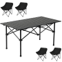 5-PIECE Portable Folding Camping Table And Chairs Set - Matte Black