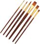 6PCS Nylon Hair Paint Brush Set For Artists Dual-color Bristles And Linen