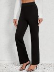 Straight Leg Solid Color Pants Elegant High Waist Versatile Commuter Wear Pants For Spring & Summer Women's Clothing