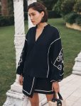 Claude Applique Detail Top - 16 Black Co-ord